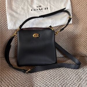Coach Black Leather Crossbody Bag with Gold Accents